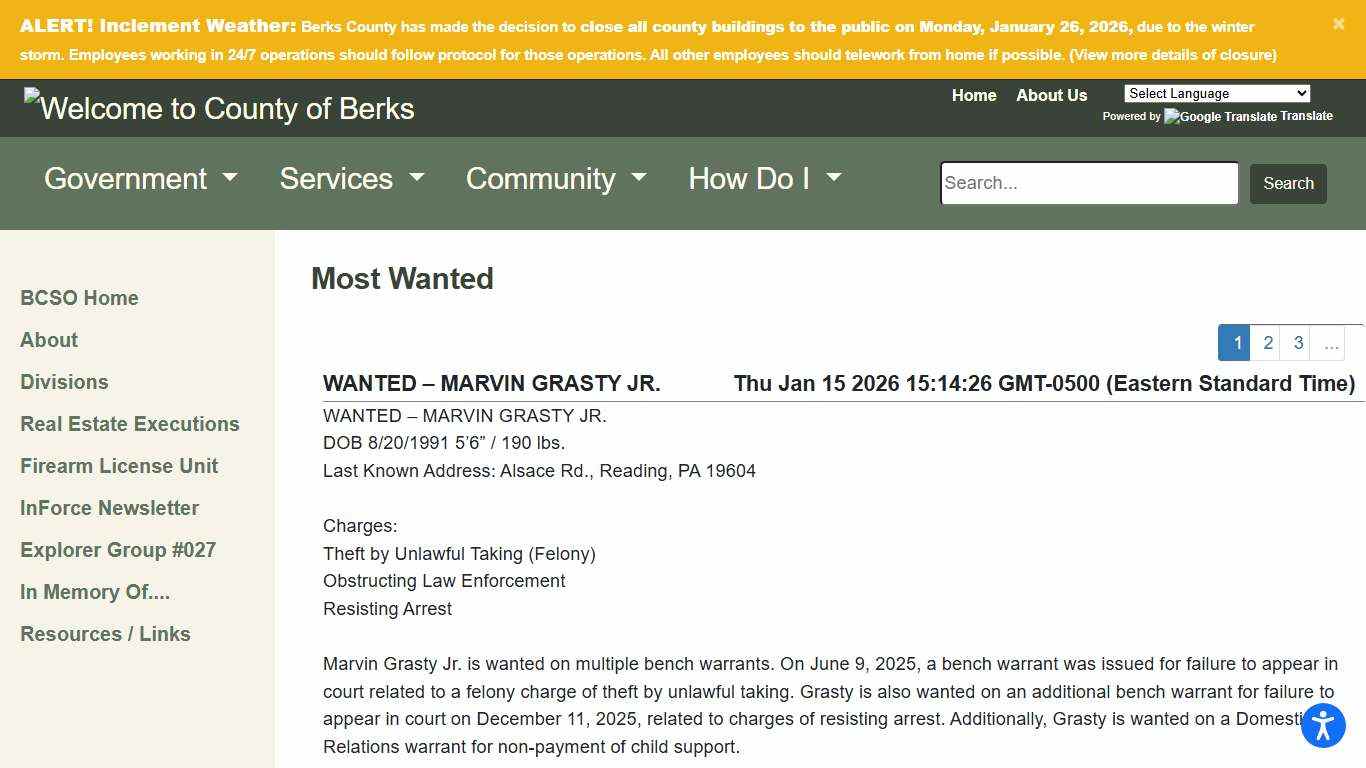 Berks County - Most Wanted