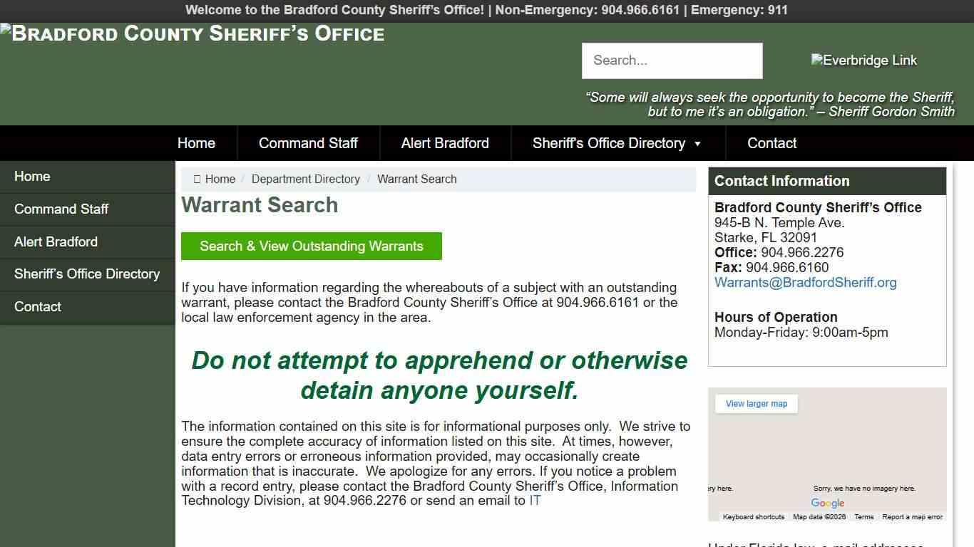 Warrant Search – Bradford County Sheriff’s Office