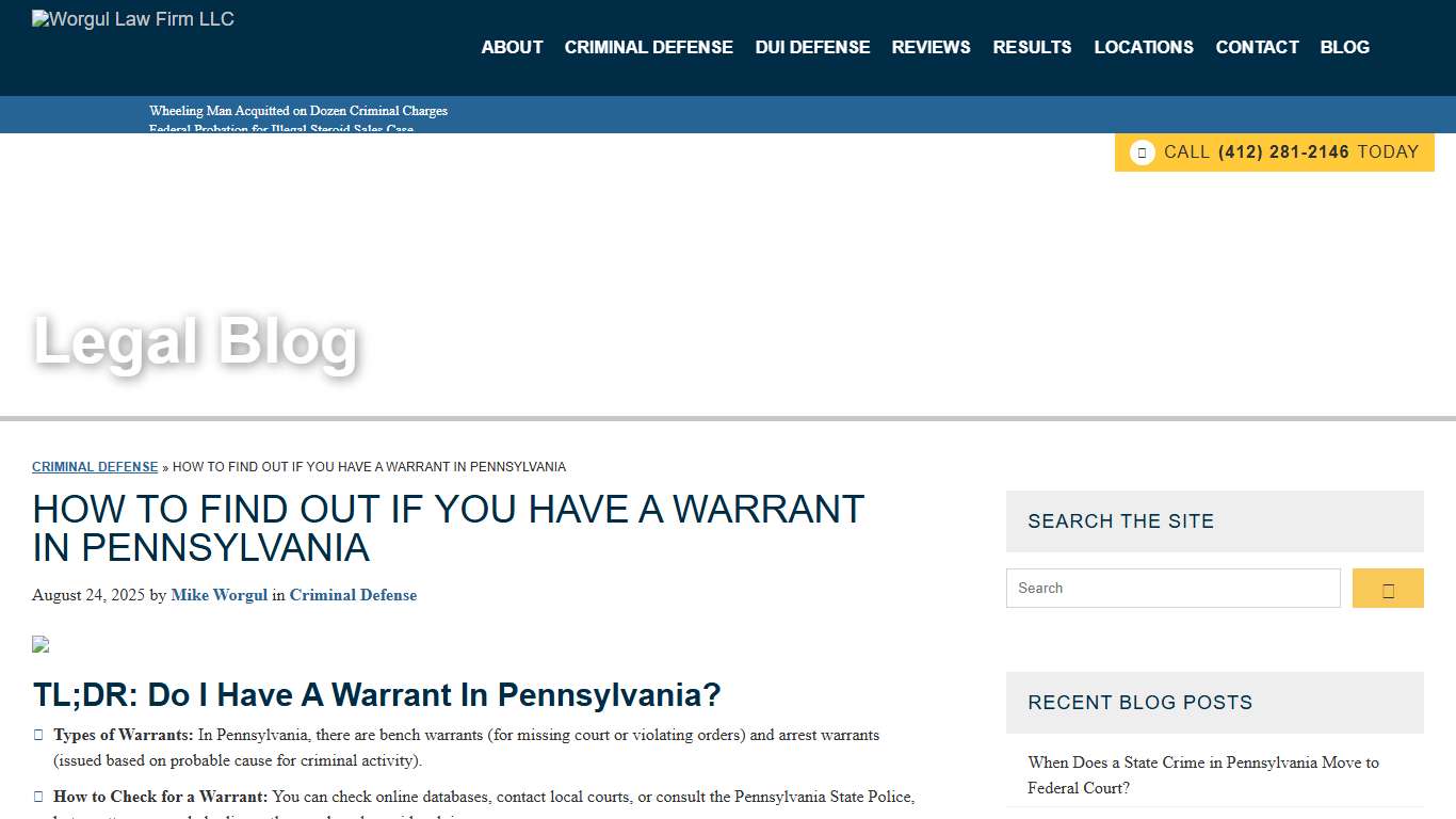 Do You Have a Warrant in Pennsylvania? - How to Check for Active Warrants in PA - How to Find Out If You Have a Warrant