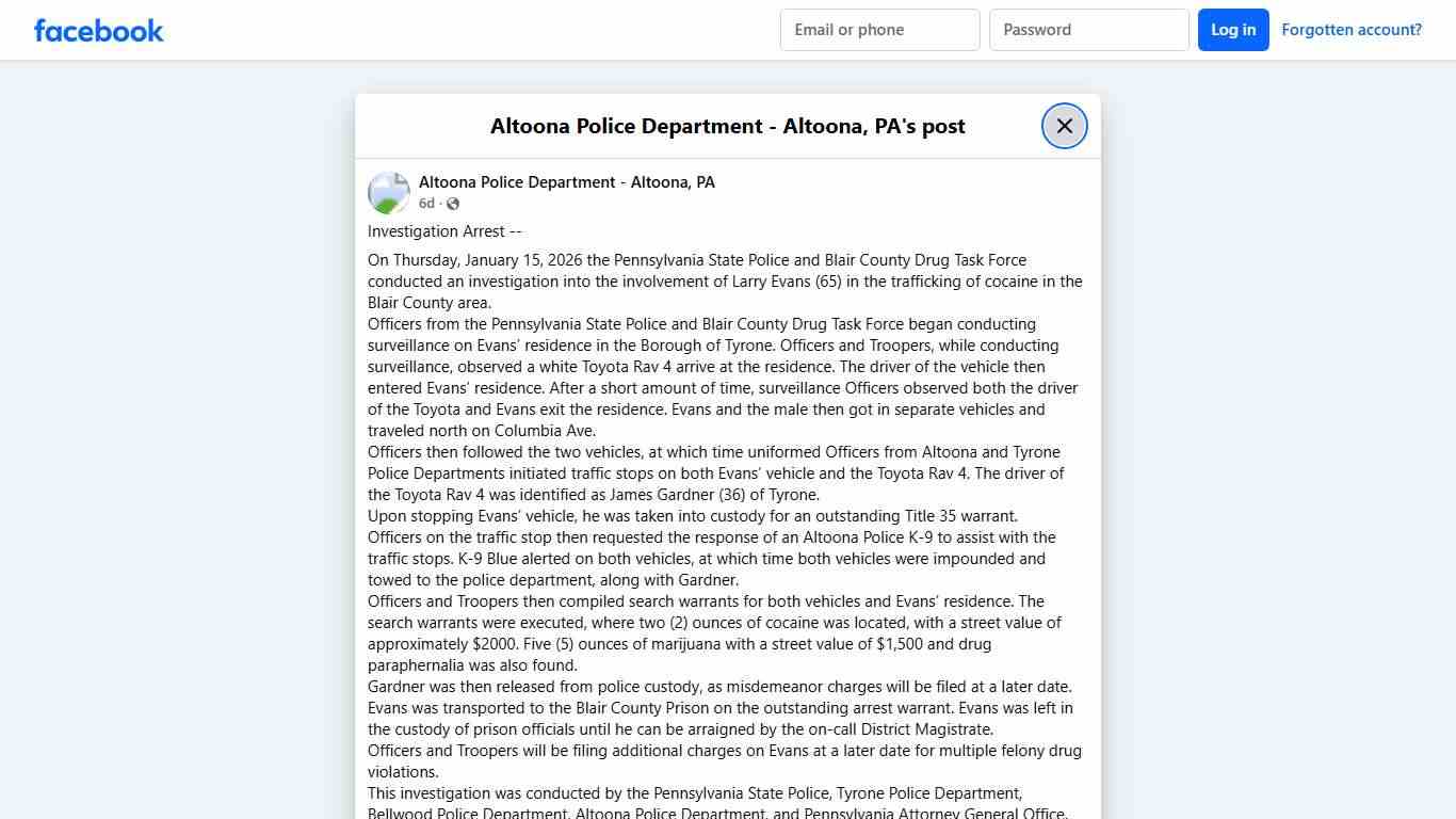 Investigation... - Altoona Police Department - Altoona, PA Facebook