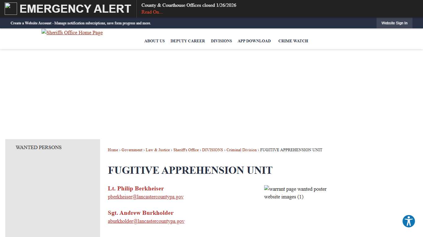 FUGITIVE APPREHENSION UNIT Lancaster County, PA - Official Website